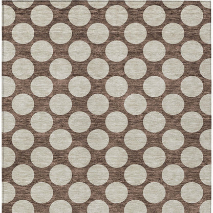 Tabselect Home Line 8' X 10' Brown And Beige Polka Dot Washable Indoor Outdoor Area Rug