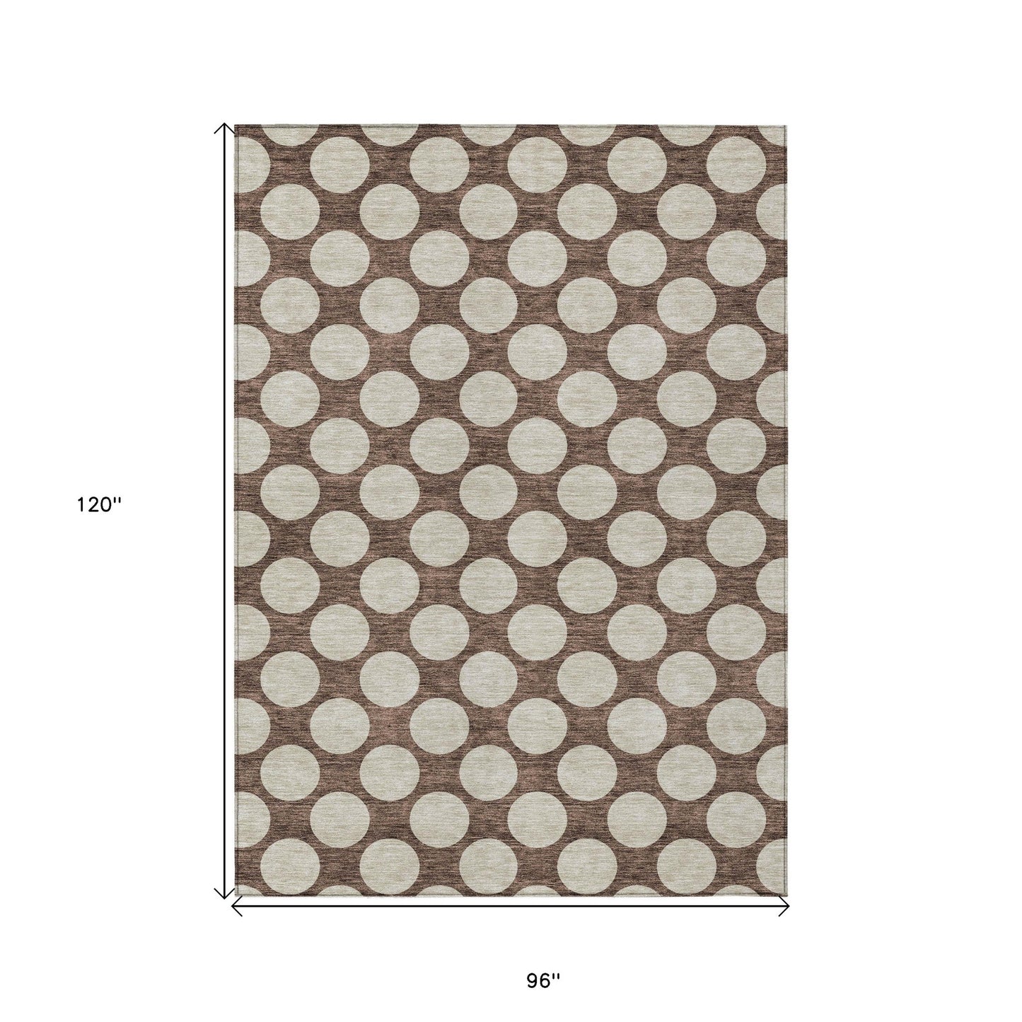 Tabselect Home Line 8' X 10' Brown And Beige Polka Dot Washable Indoor Outdoor Area Rug