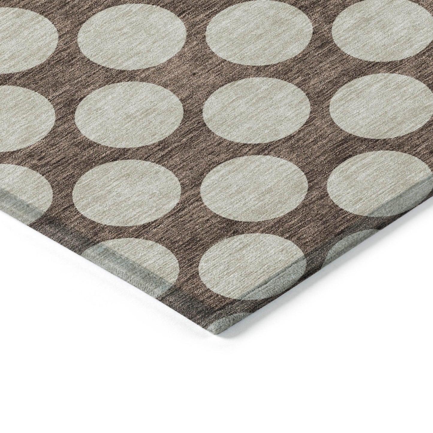 Tabselect Home Line 8' X 10' Brown And Beige Polka Dot Washable Indoor Outdoor Area Rug