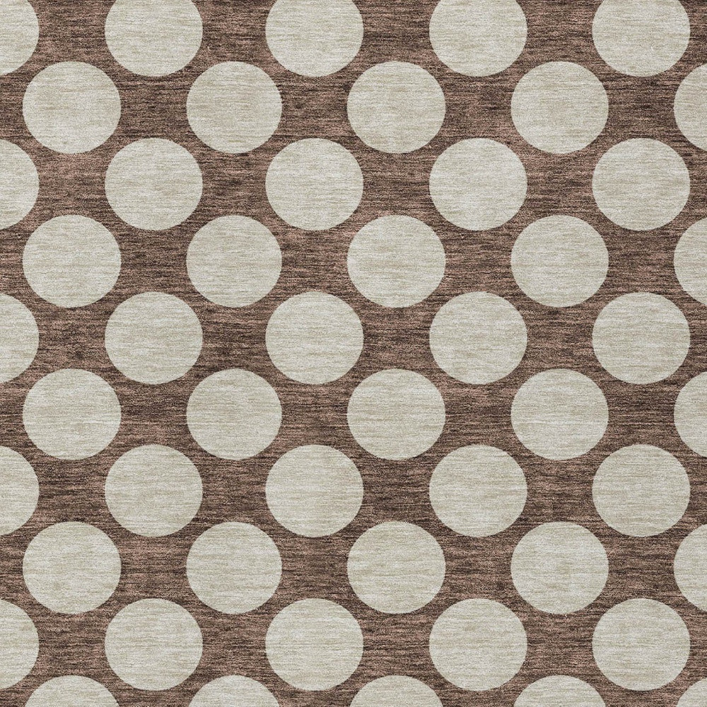 Tabselect Home Line 8' X 10' Brown And Beige Polka Dot Washable Indoor Outdoor Area Rug