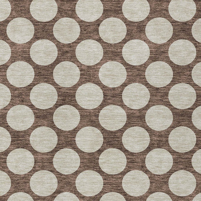 Tabselect Home Line 8' X 10' Brown And Beige Polka Dot Washable Indoor Outdoor Area Rug