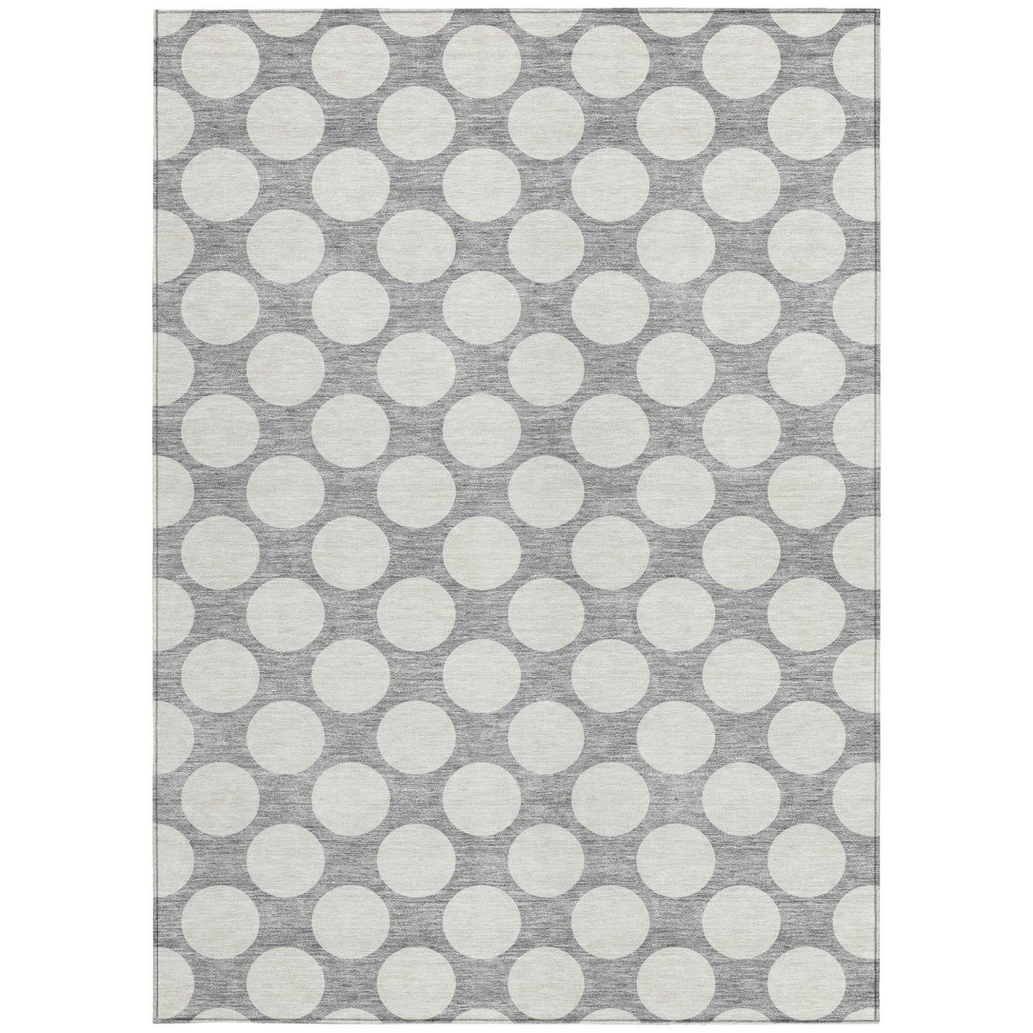 Tabselect Home Line 5' X 8' Gray And Silver Polka Dot Washable Indoor Outdoor Area Rug