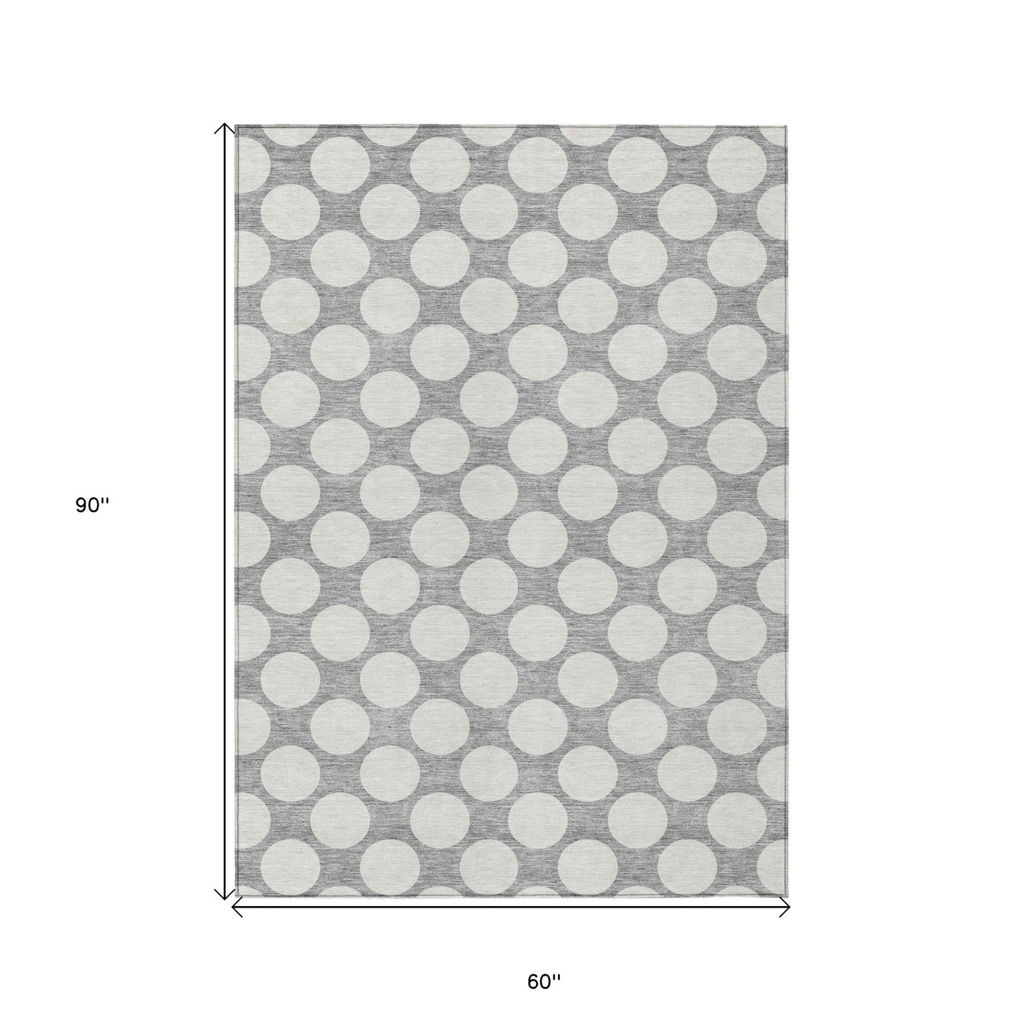 Tabselect Home Line 5' X 8' Gray And Silver Polka Dot Washable Indoor Outdoor Area Rug