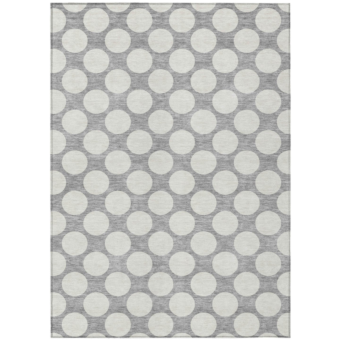 Tabselect Home Line 5' X 8' Gray And Silver Polka Dot Washable Indoor Outdoor Area Rug