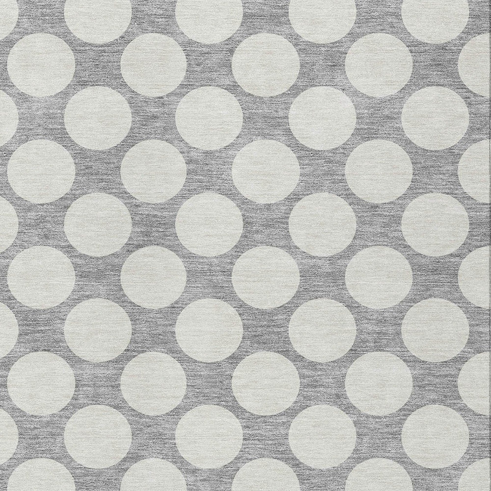 Tabselect Home Line 5' X 8' Gray And Silver Polka Dot Washable Indoor Outdoor Area Rug
