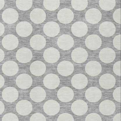 Tabselect Home Line 5' X 8' Gray And Silver Polka Dot Washable Indoor Outdoor Area Rug