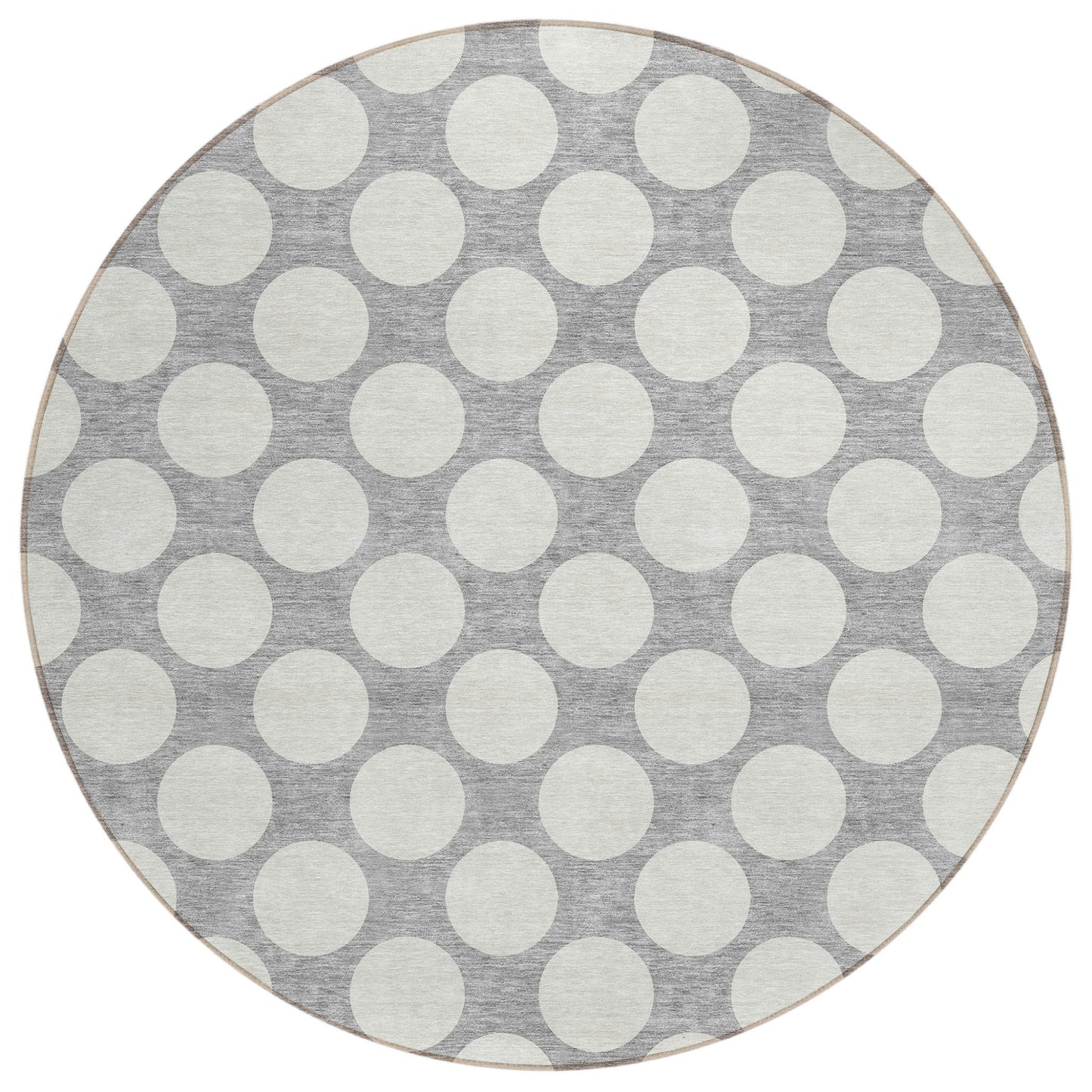 Tabselect Home Line 8' Gray And Silver Round Polka Dot Washable Indoor Outdoor Area Rug