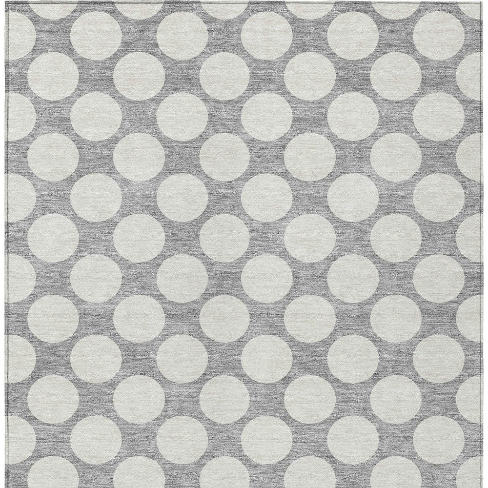 Tabselect Home Line 8' X 10' Gray And Silver Polka Dot Washable Indoor Outdoor Area Rug
