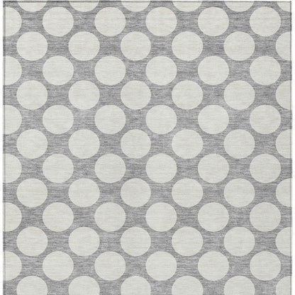 Tabselect Home Line 8' X 10' Gray And Silver Polka Dot Washable Indoor Outdoor Area Rug