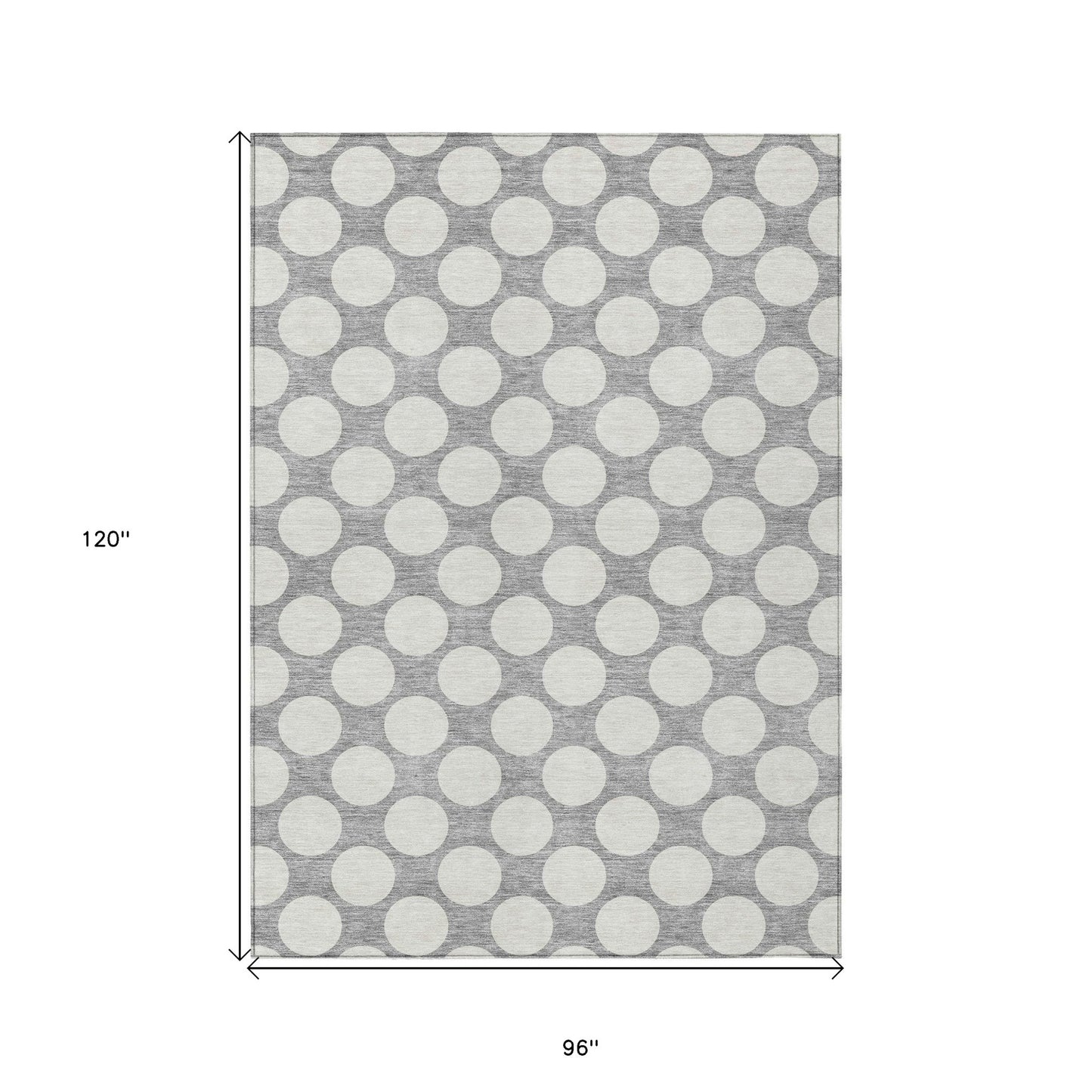 Tabselect Home Line 8' X 10' Gray And Silver Polka Dot Washable Indoor Outdoor Area Rug