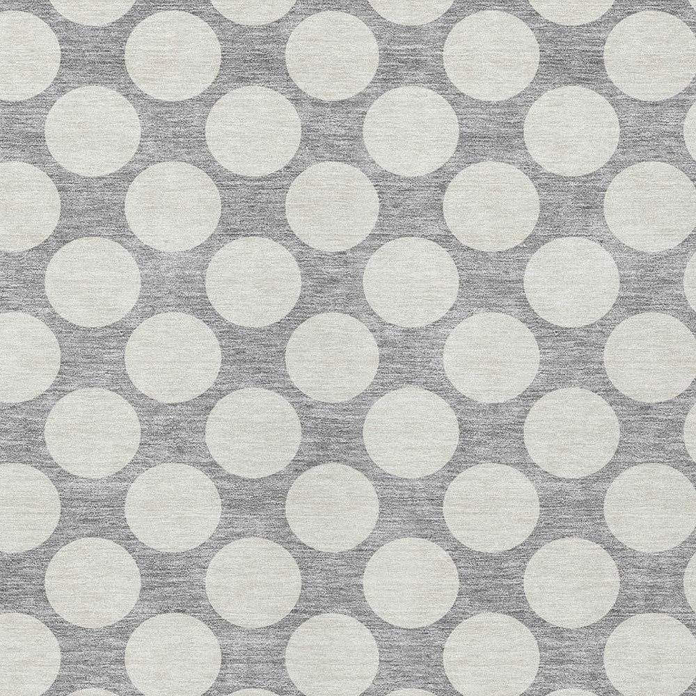 Tabselect Home Line 8' X 10' Gray And Silver Polka Dot Washable Indoor Outdoor Area Rug