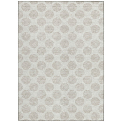 Tabselect Home Line 5' X 8' Ivory And Gray Polka Dot Washable Indoor Outdoor Area Rug