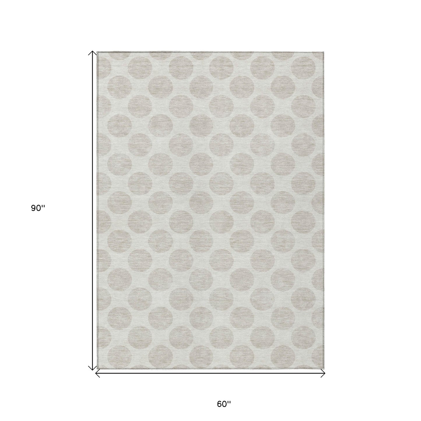 Tabselect Home Line 5' X 8' Ivory And Gray Polka Dot Washable Indoor Outdoor Area Rug