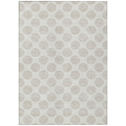 Tabselect Home Line 5' X 8' Ivory And Gray Polka Dot Washable Indoor Outdoor Area Rug