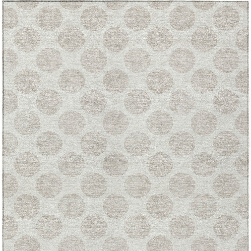 Tabselect Home Line 5' X 8' Ivory And Gray Polka Dot Washable Indoor Outdoor Area Rug
