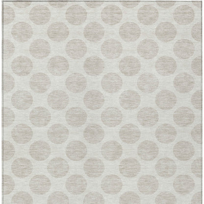 Tabselect Home Line 5' X 8' Ivory And Gray Polka Dot Washable Indoor Outdoor Area Rug