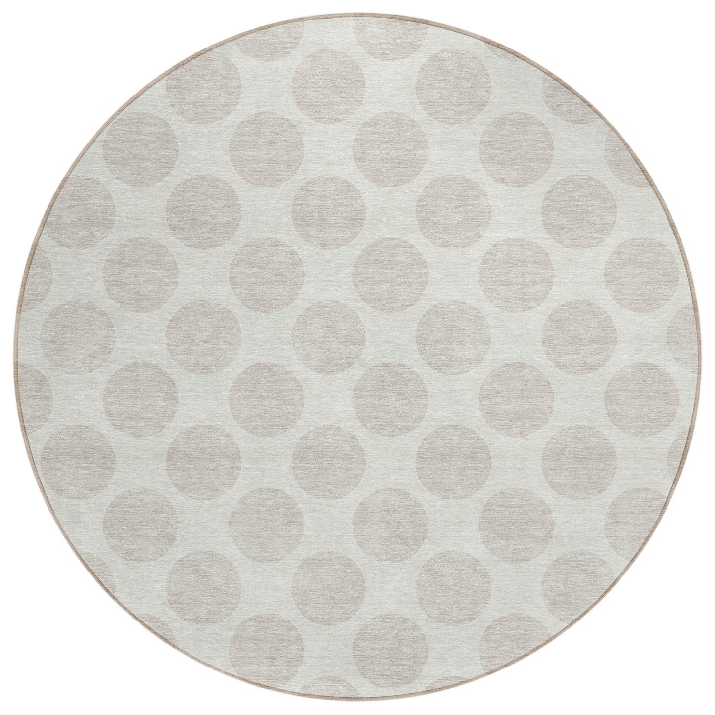 Tabselect Home Line 8' Ivory And Gray Round Polka Dot Washable Indoor Outdoor Area Rug