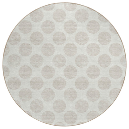 Tabselect Home Line 8' Ivory And Gray Round Polka Dot Washable Indoor Outdoor Area Rug