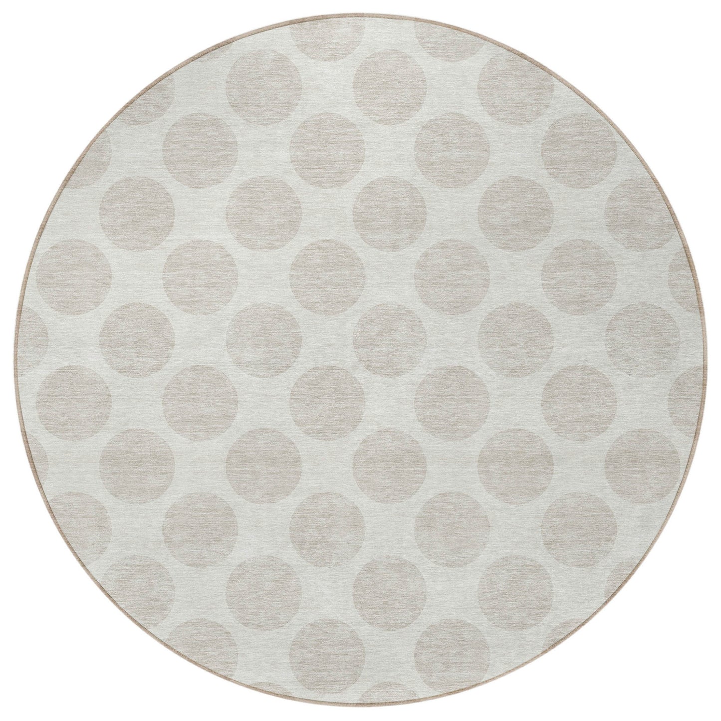 Tabselect Home Line 8' Ivory And Gray Round Polka Dot Washable Indoor Outdoor Area Rug