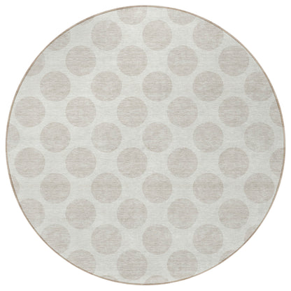 Tabselect Home Line 8' Ivory And Gray Round Polka Dot Washable Indoor Outdoor Area Rug