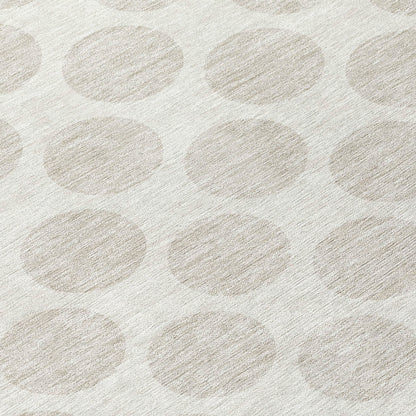 Tabselect Home Line 8' Ivory And Gray Round Polka Dot Washable Indoor Outdoor Area Rug