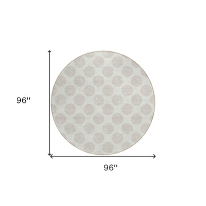 Tabselect Home Line 8' Ivory And Gray Round Polka Dot Washable Indoor Outdoor Area Rug