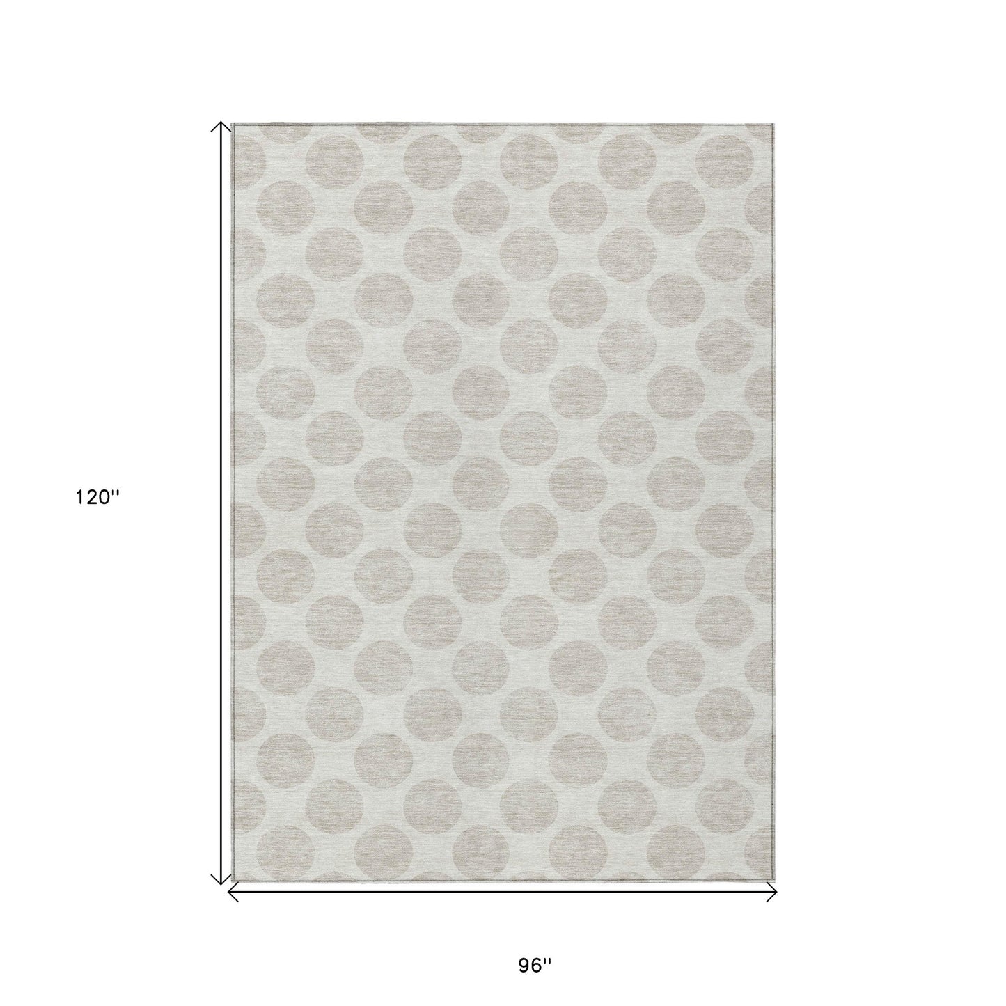Tabselect Home Line 8' X 10' Ivory And Gray Polka Dot Washable Indoor Outdoor Area Rug