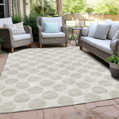 Tabselect Home Line 8' X 10' Ivory And Gray Polka Dot Washable Indoor Outdoor Area Rug