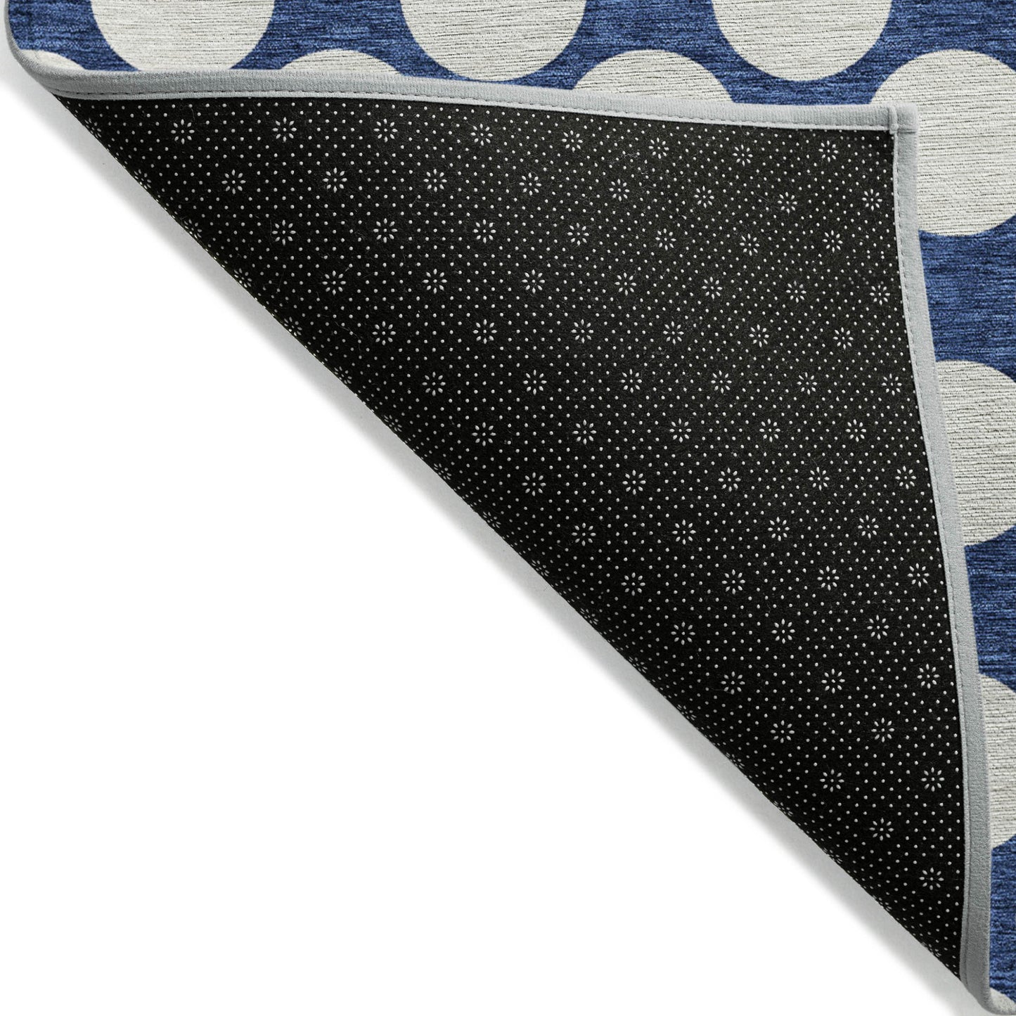 Tabselect Home Line 8' X 10' Navy Blue And Ivory Polka Dot Washable Indoor Outdoor Area Rug