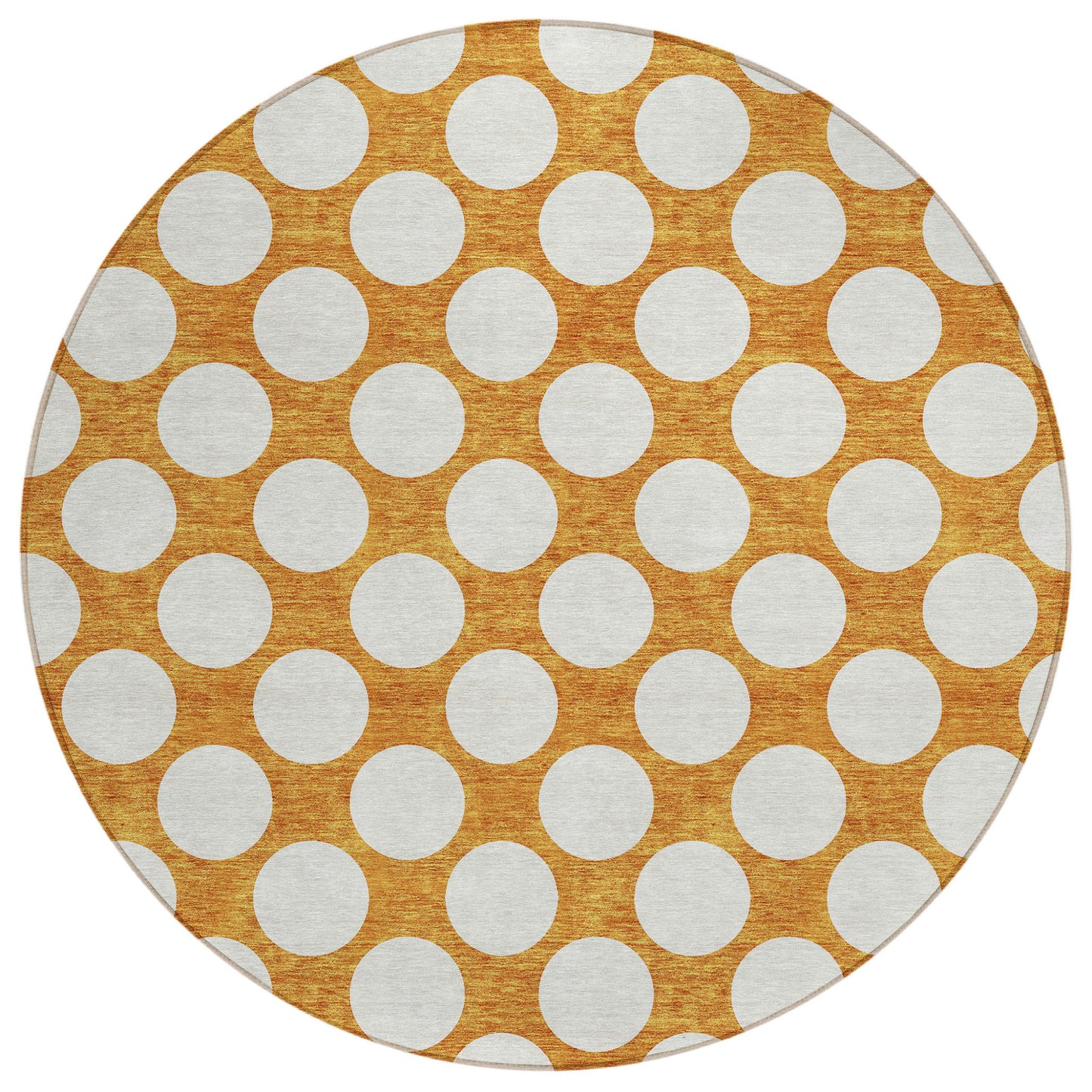 Tabselect Home Line 8' Orange And Ivory Round Polka Dot Washable Indoor Outdoor Area Rug