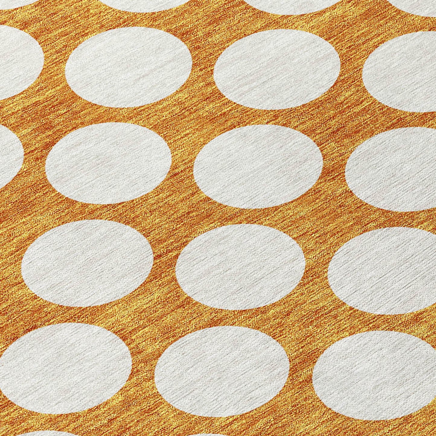 Tabselect Home Line 8' Orange And Ivory Round Polka Dot Washable Indoor Outdoor Area Rug