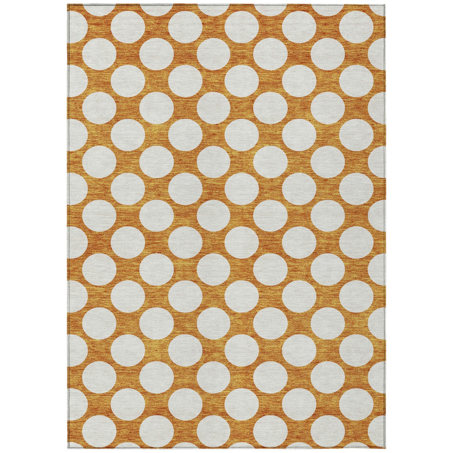 Tabselect Home Line 8' X 10' Orange And Ivory Polka Dot Washable Indoor Outdoor Area Rug