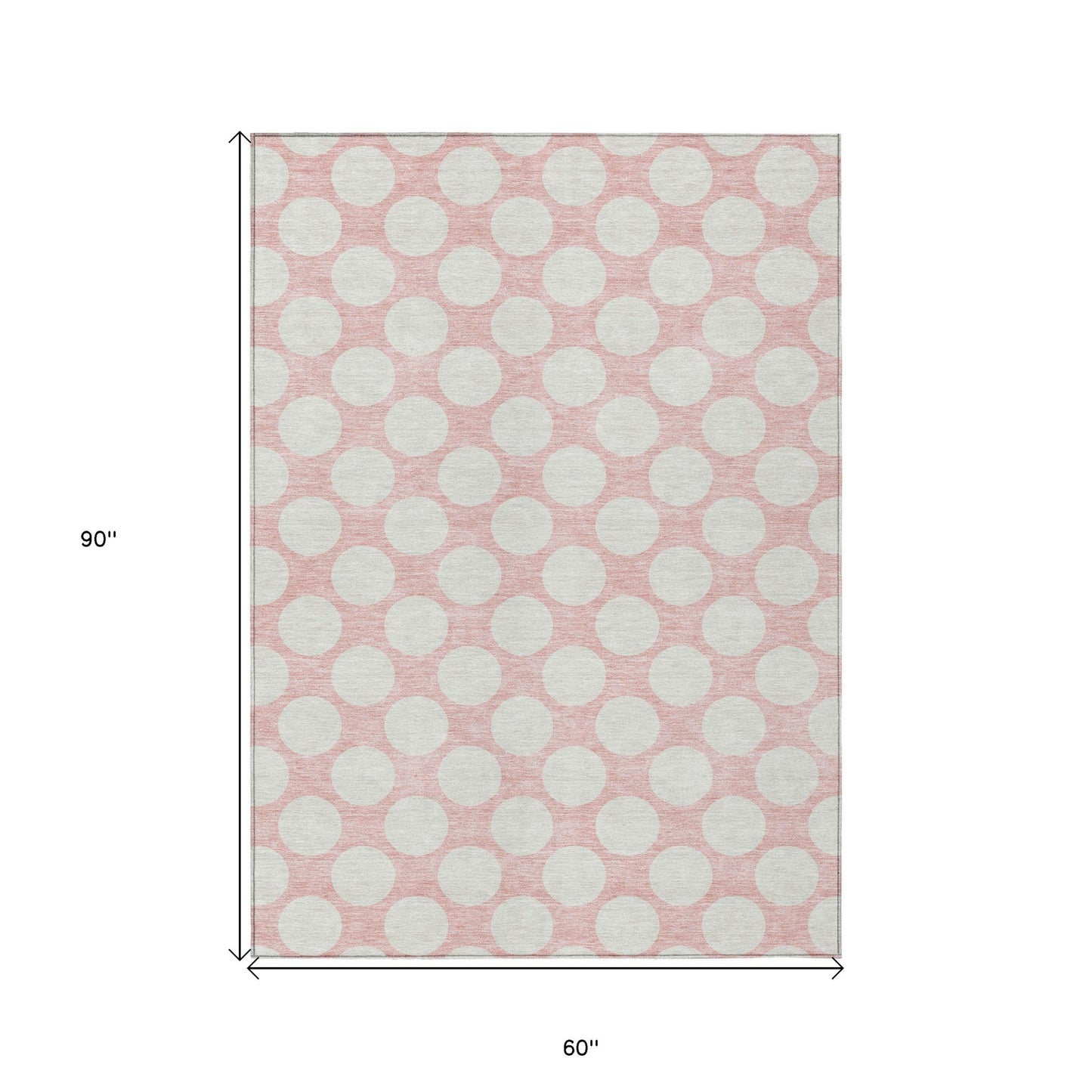 Tabselect Home Line 5' X 8' Pink And Gray Polka Dot Washable Indoor Outdoor Area Rug