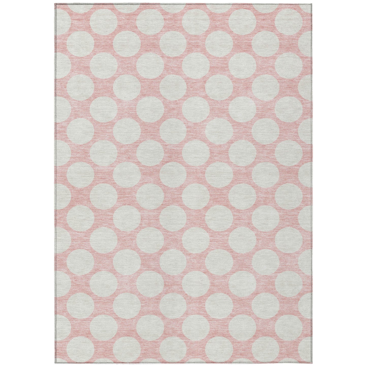 Tabselect Home Line 5' X 8' Pink And Gray Polka Dot Washable Indoor Outdoor Area Rug