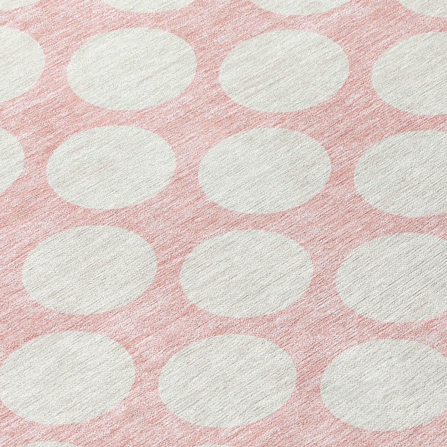 Tabselect Home Line 8' Pink And Gray Round Polka Dot Washable Indoor Outdoor Area Rug