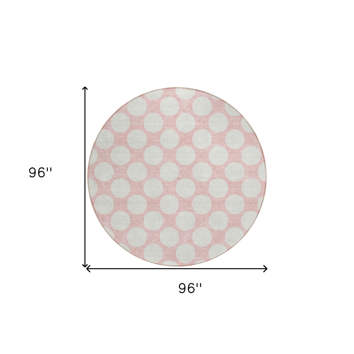 Tabselect Home Line 8' Pink And Gray Round Polka Dot Washable Indoor Outdoor Area Rug