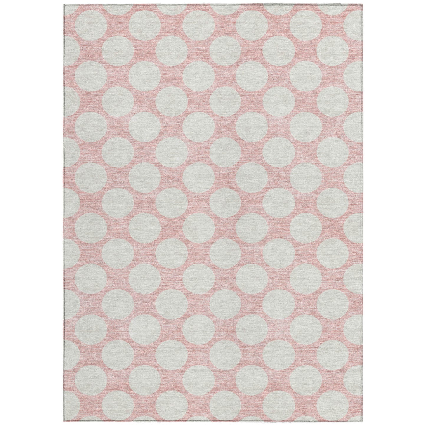 Tabselect Home Line 8' X 10' Pink And Gray Polka Dot Washable Indoor Outdoor Area Rug