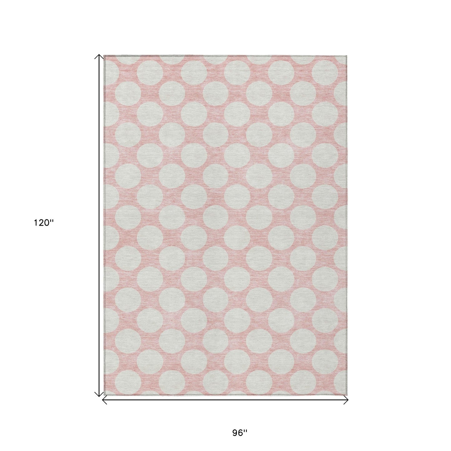 Tabselect Home Line 8' X 10' Pink And Gray Polka Dot Washable Indoor Outdoor Area Rug