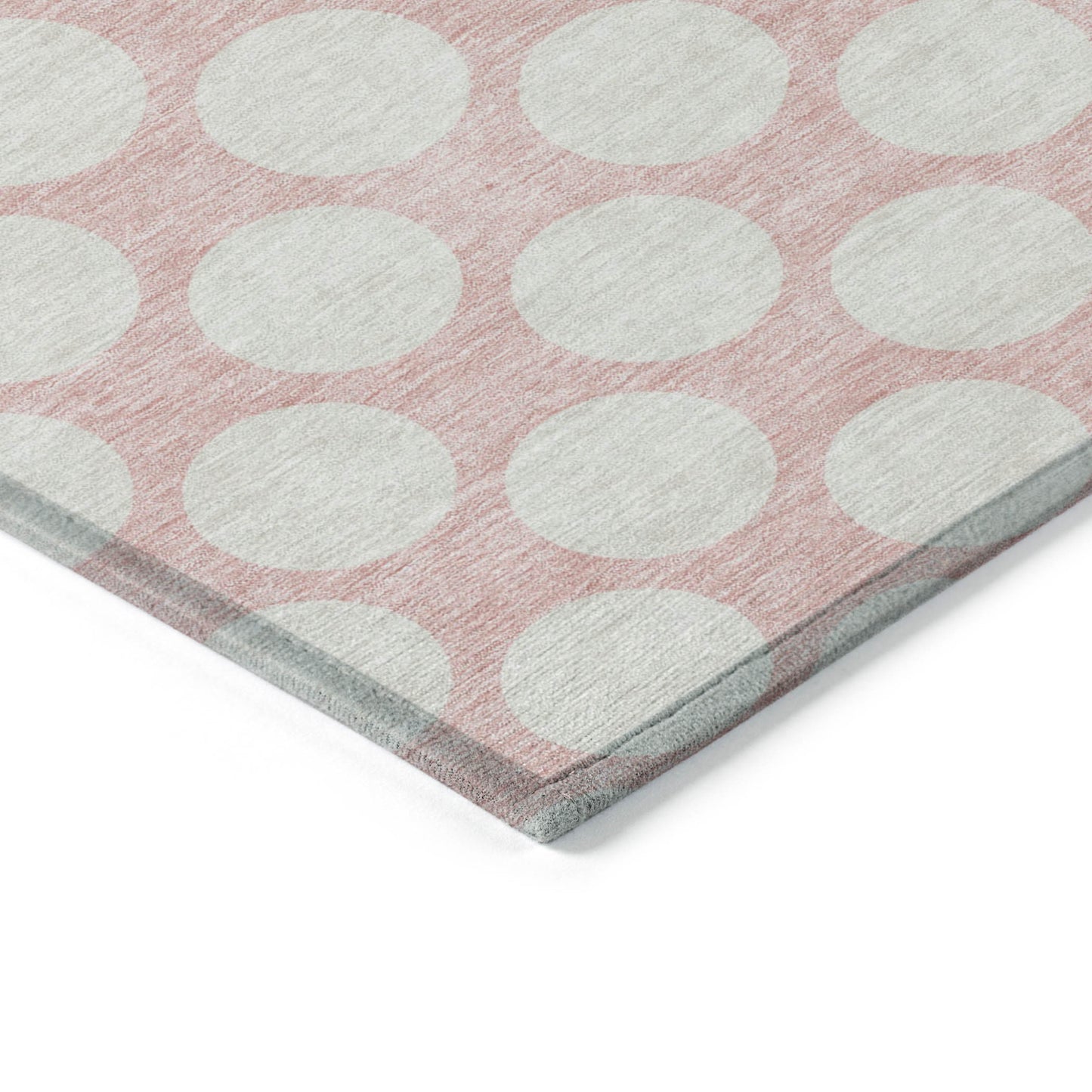 Tabselect Home Line 8' X 10' Pink And Gray Polka Dot Washable Indoor Outdoor Area Rug