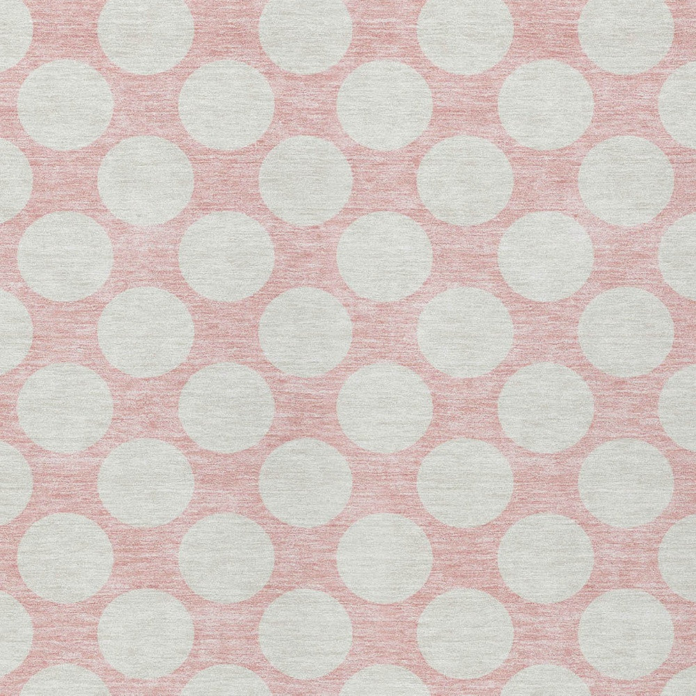 Tabselect Home Line 8' X 10' Pink And Gray Polka Dot Washable Indoor Outdoor Area Rug