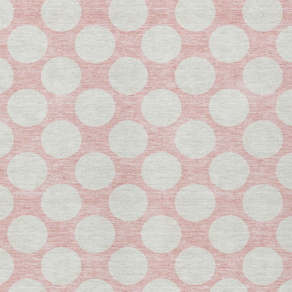Tabselect Home Line 8' X 10' Pink And Gray Polka Dot Washable Indoor Outdoor Area Rug