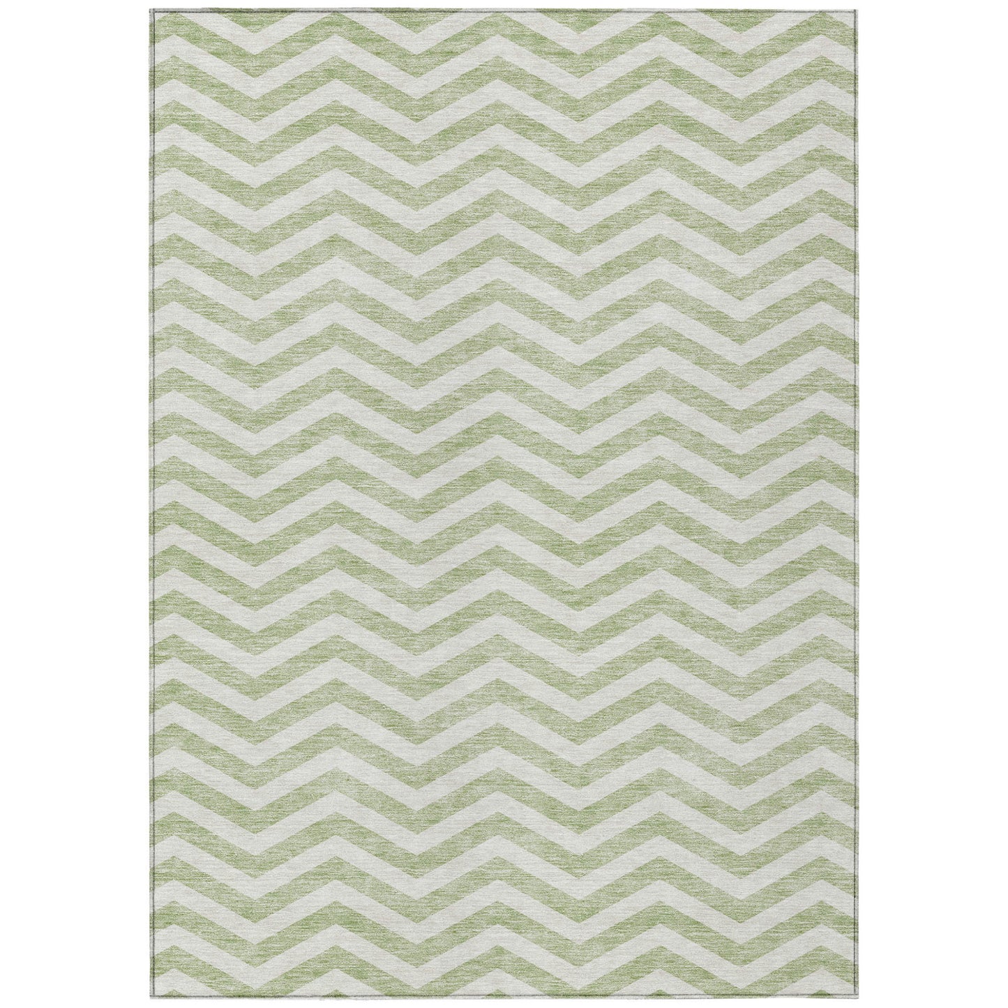 Tabselect Home Line 5' X 8' Artichoke Green And Ivory Chevron Washable Indoor Outdoor Area Rug