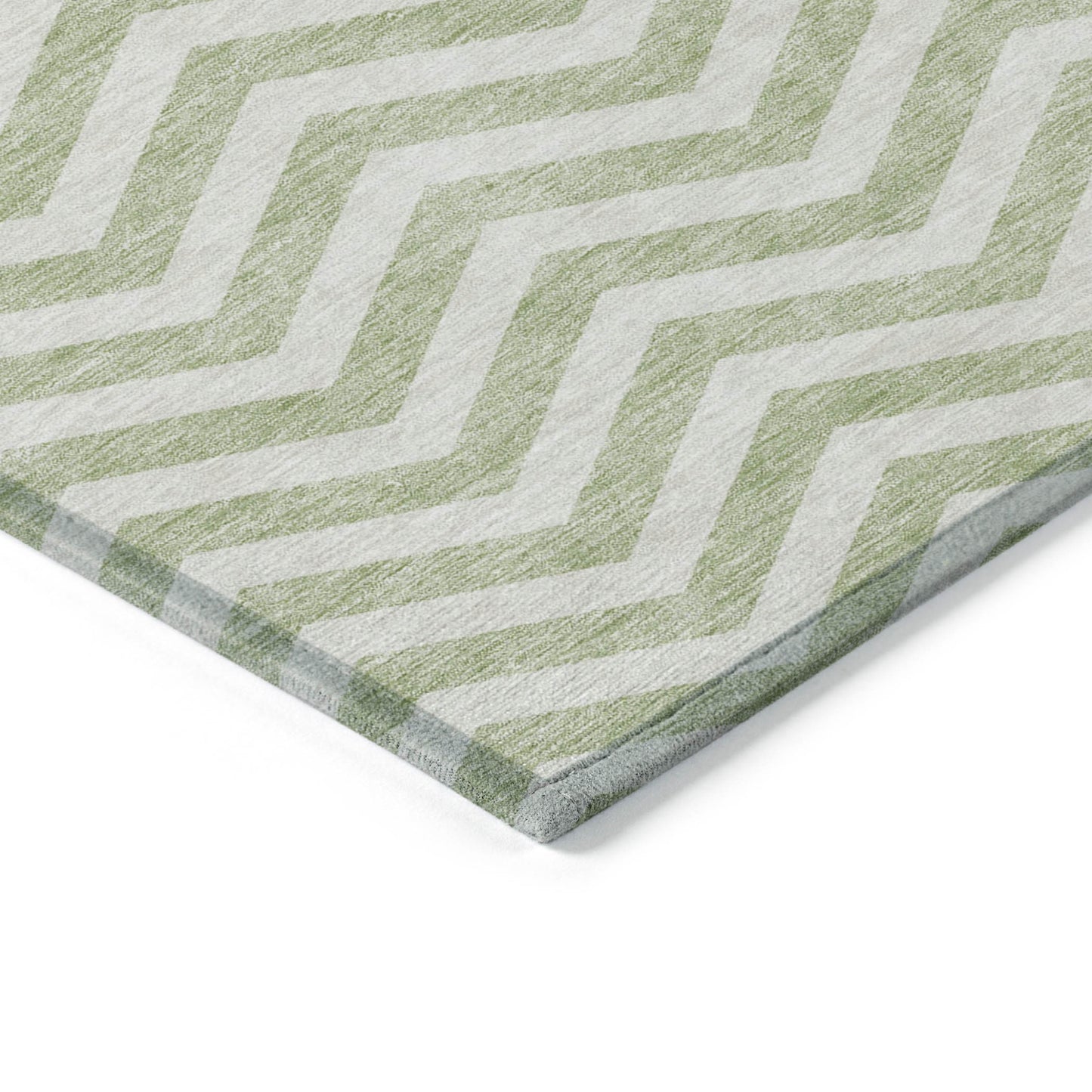 Tabselect Home Line 8' X 10' Artichoke Green And Ivory Chevron Washable Indoor Outdoor Area Rug