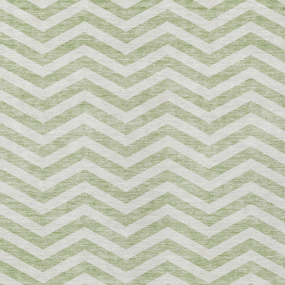 Tabselect Home Line 8' X 10' Artichoke Green And Ivory Chevron Washable Indoor Outdoor Area Rug