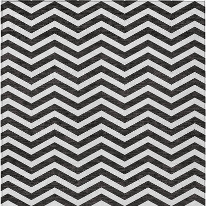 Tabselect Home Line 5' X 8' Black And Ivory Chevron Washable Indoor Outdoor Area Rug