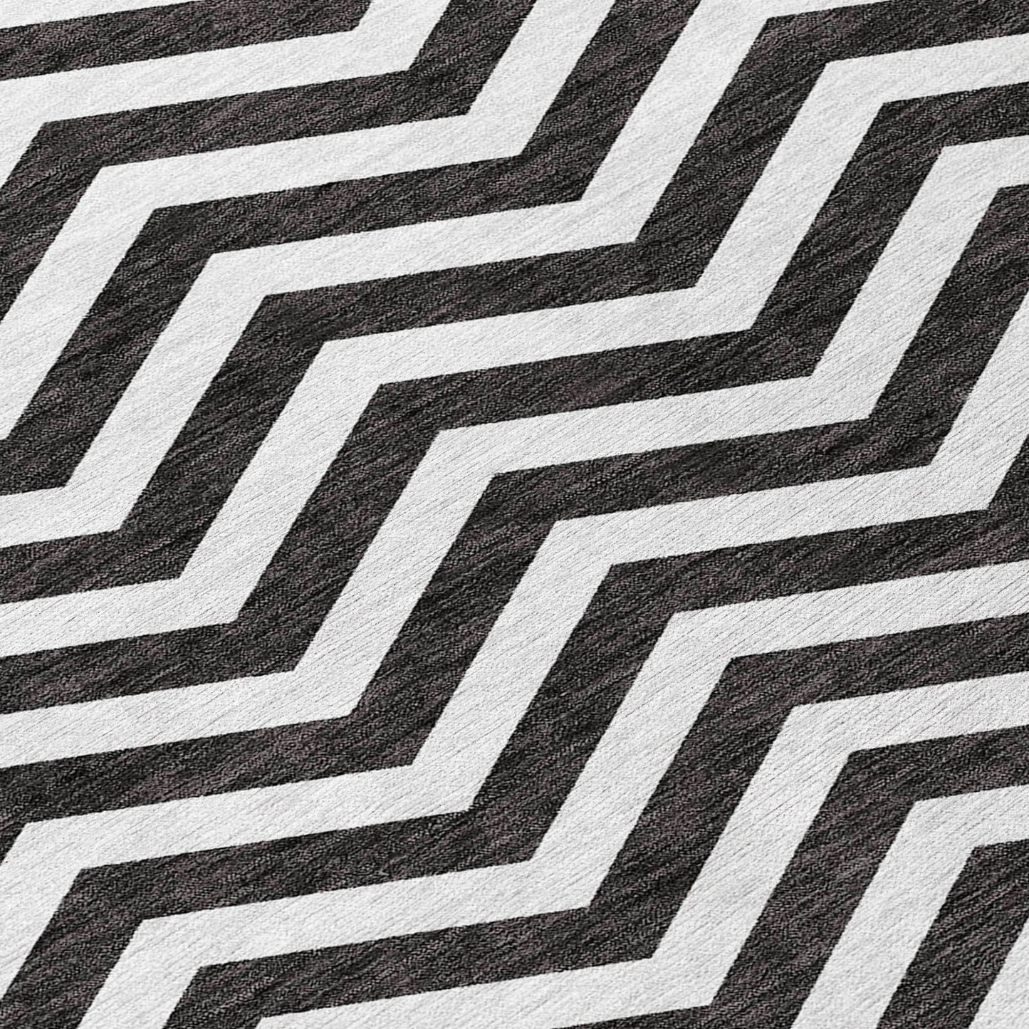 Tabselect Home Line 5' X 8' Black And Ivory Chevron Washable Indoor Outdoor Area Rug