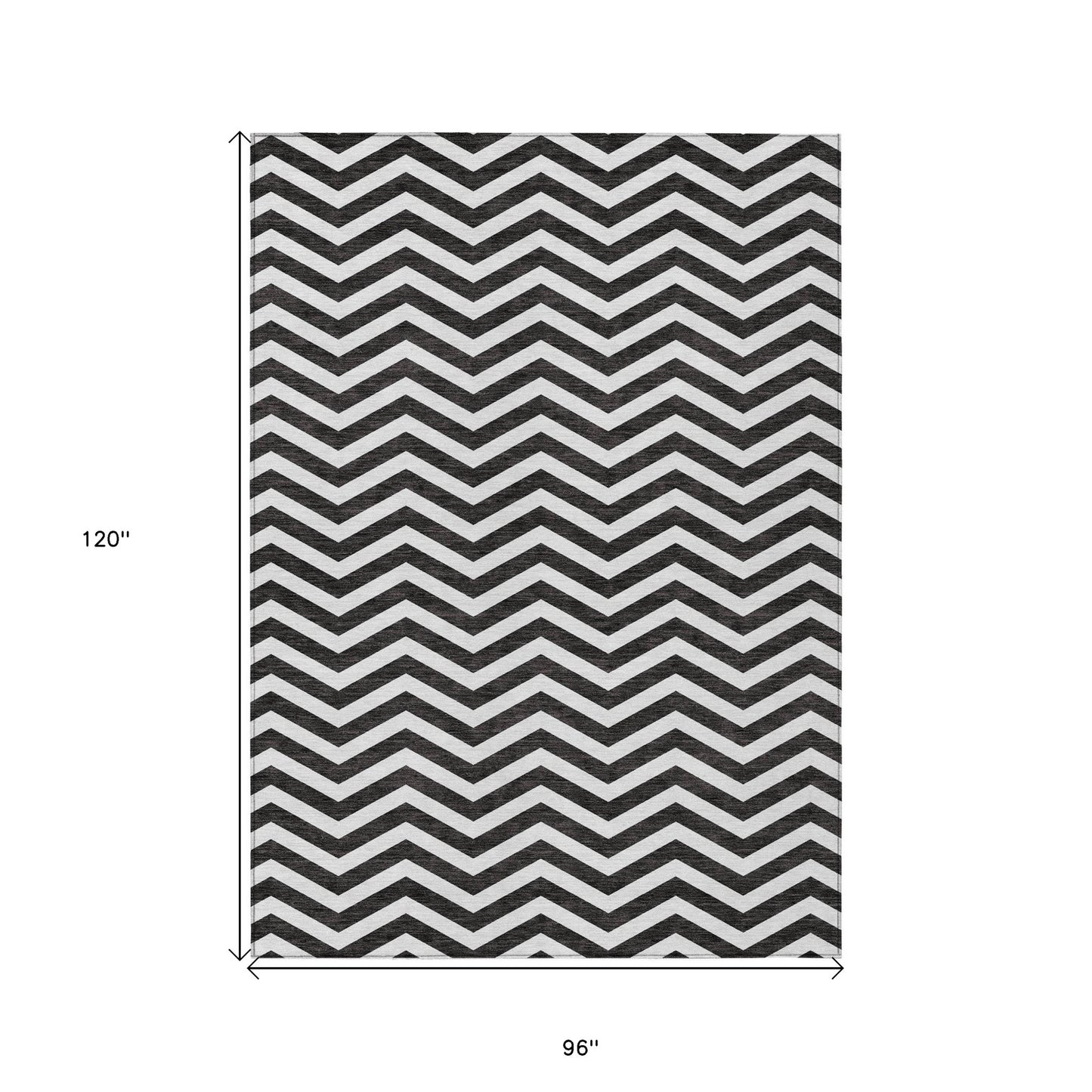Tabselect Home Line 8' X 10' Black And Ivory Chevron Washable Indoor Outdoor Area Rug