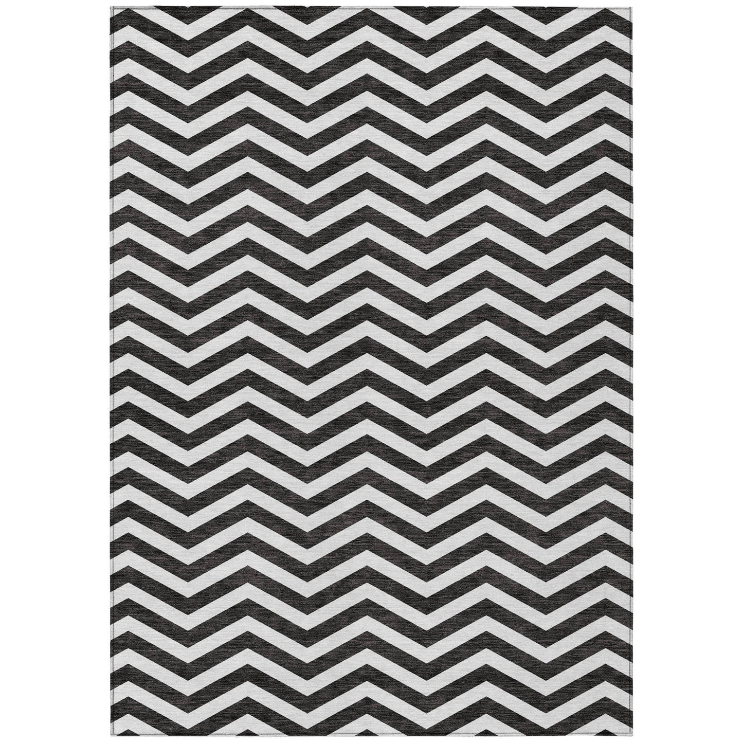 Tabselect Home Line 8' X 10' Black And Ivory Chevron Washable Indoor Outdoor Area Rug
