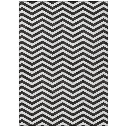 Tabselect Home Line 8' X 10' Black And Ivory Chevron Washable Indoor Outdoor Area Rug