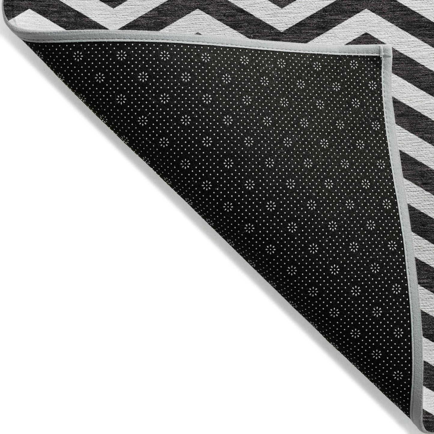 Tabselect Home Line 8' X 10' Black And Ivory Chevron Washable Indoor Outdoor Area Rug